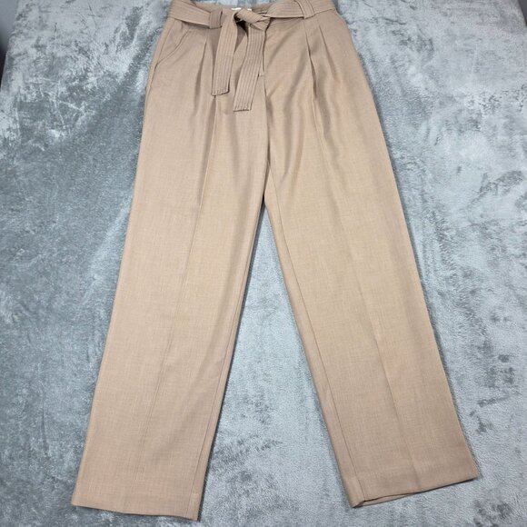 Anthropologie Maeve Pants 4 Beige Tailor Soft Wide Leg Trousers Preppy Career - Picture 2 of 10